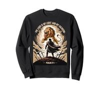 Christian Gothic Warrior Bible Verse Psalm 27:1 Lion Design Sweatshirt