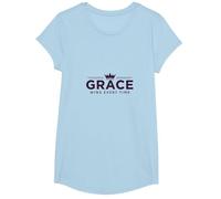 Christian Grace Wins Every Time Crown Inspirational T-Shirt, Girls, Baby Blue, Small