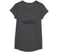 Christian Grace Wins Every Time Crown Inspirational T-Shirt, Girls, Dark Heather Grey, Small