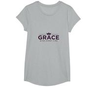 Christian Grace Wins Every Time Crown Inspirational T-Shirt, Girls, Heather Grey, Small