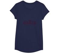 Christian Grace Wins Every Time Crown Inspirational T-Shirt, Girls, Navy, Small