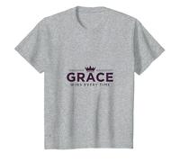 Christian Grace Wins Every Time Crown Inspirational T-Shirt, Kids, Heather Grey, 10 Years