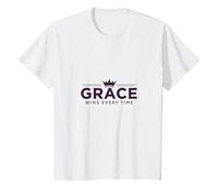 Christian Grace Wins Every Time Crown Inspirational T-Shirt, Kids, White, 12 Years