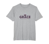 Christian Grace Wins Every Time Crown Inspirational T-Shirt, Men's Big and Tall, Heather Grey, 2X Tall