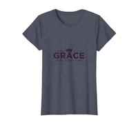 Christian Grace Wins Every Time Crown Inspirational T-Shirt, Women, Heather Blue, M