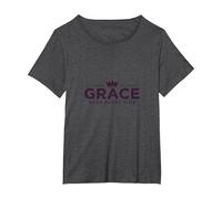 Christian Grace Wins Every Time Crown Inspirational T-Shirt, Women's Plus, Dark Heather Grey, 4X