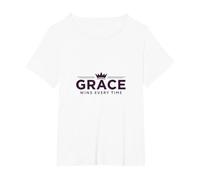 Christian Grace Wins Every Time Crown Inspirational T-Shirt, Women's Plus, White, 6X