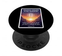 Christian Graphic Design Is My Ministry Designer Jesus God PopSockets Adhesive PopGrip