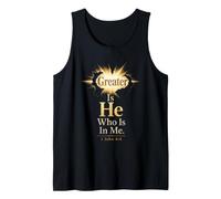 Christian Greater is He Who is in Me 1 John 4:4 Tank Top
