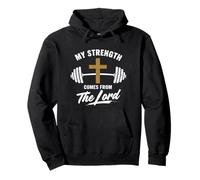 Christian Gym Motif: Strength from the Lord Jesus Christ Pullover Hoodie
