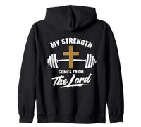 Christian Gym Motif: Strength from the Lord Jesus Christ Zip Hoodie