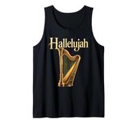 Christian Hallelujah Gold Harp Worship Music Religious Tank Top