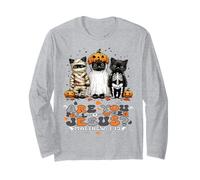 Christian Halloween are You Falloween Jesus Cute Retro Cats Long Sleeve T-Shirt