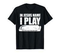Christian Harmonica Quote IN JESUS NAME I PLAY HARMONICA T-Shirt