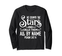 Christian, He Counts The Stars, Psalm 147:4, Jesus Long Sleeve T-Shirt