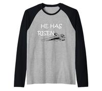 Christian He has Risen Raglan Baseball Tee