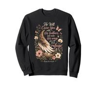 Christian He Will Cover You Psalm 91:4 Faith Gift Sweatshirt