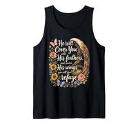 Christian He Will Cover You Psalm 91:4 Faith Gift Tank Top