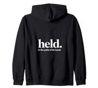 Christian Held In The Palm Of His Hand Backprint Zip Hoodie