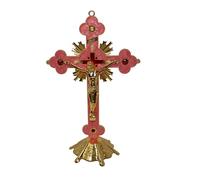 Christian Holy Cross Crucifix With Gold Metal Stand Table Home Altar Jesus Christ Gift (Large 29.5 x 18.5cm)