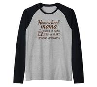 Christian Homeschool Mom Coffee Jesus Lessons Faith Inspired Raglan Baseball Tee
