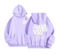 Christian Hoodies for Kids UK Bible Oversized Sweatshirts for Boys Girls Back Letter Print Pullover Hoodies Casual Hooded Jumper Jesus Religious Gifts for Teen Girls With Pocket Purple