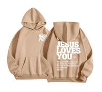 Christian Hoodies for Kids UK Bible Oversized Sweatshirts for Boys Girls Back Letter Print Pullover Hoodies Casual Hooded Jumper Jesus Religious Gifts for Teen Girls With Pocket Khaki