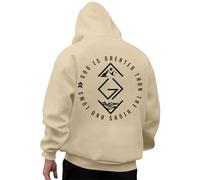 Christian Hoodies For Men | God is Greater Than the Highs and Lows - Loose Fit Sweatshirt Pullover Tops | 3XL cream colored