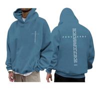 Christian Hoodies for Men Inspirational Religious Faith Cross Sweatshirts Vintage Bible Verse Graphic Hoodie Pullover (UK, Alpha, 3XL, Regular, Regular, Deep Blue)