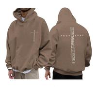 Christian Hoodies for Men Inspirational Religious Faith Cross Sweatshirts Vintage Bible Verse Graphic Hoodie Pullover (UK, Alpha, 3XL, Regular, Regular, Coffee)