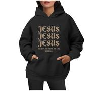 Christian Hoodies For Women Bible Verse Jesus Loves You Letter Graphic Oversized Long Sleeve Pockets Sweatshirts 2024 New