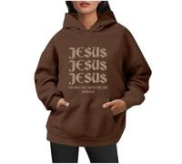 Christian Hoodies For Women Bible Verse Jesus Loves You Letter Graphic Oversized Long Sleeve Pockets Sweatshirts 2024 New