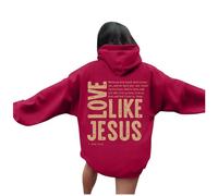 Christian Hoodies for Women Girls UK Love Like Jesus Letter Printed Bible Verse Oversized Casual Long Sleeve Autumn Sweatshirts Trendy Y2K Tops Pullover Y2k Hoodie,A09 Wine,XL