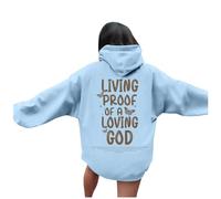 Christian Hoodies for Women Girls UK Love Like Jesus Letter Printed Bible Verse Oversized Casual Long Sleeve Autumn Sweatshirts Trendy Y2K Tops Pullover Womens Hoodies,A44 Light Blue,XXL