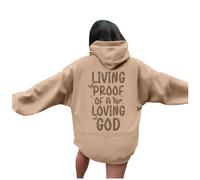 Christian Hoodies for Women Girls UK Love Like Jesus Letter Printed Bible Verse Oversized Casual Long Sleeve Autumn Sweatshirts Trendy Y2K Tops Pullover Zip Up Hoodie Women,A43 Khaki,XL