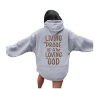 Christian Hoodies for Women Girls UK Love Like Jesus Letter Printed Bible Verse Oversized Casual Long Sleeve Autumn Sweatshirts Trendy Y2K Tops Pullover Custom Hoodie,A42 Grey,L