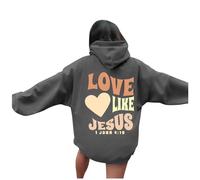 Christian Hoodies for Women Girls UK Love Like Jesus Letter Printed Bible Verse Oversized Casual Long Sleeve Autumn Sweatshirts Trendy Y2K Tops Pullover Hoodie Women,A31 Dark Grey,L