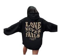 Christian Hoodies for Women Ladies Teen Girls UK Bible Verse Jesus Loves You Graphic Casual Oversized Long Sleeve Sweatshirts Drawstring Pockets Pullover Tops Ladies Hoodies,A12 Black,S
