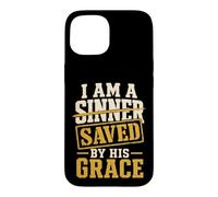 Christian I Am A Sinner Saved By His Grace Gift Case for iPhone 15