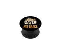 Christian I Am A Sinner Saved By His Grace Gift PopSockets Adhesive PopGrip