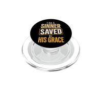 Christian I Am A Sinner Saved By His Grace Gift PopSockets PopGrip for MagSafe