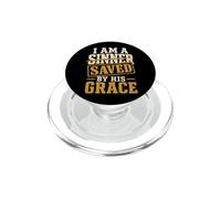 Christian I Am A Sinner Saved By His Grace Gift PopSockets PopGrip for MagSafe