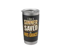 Christian I Am A Sinner Saved By His Grace Gift Stainless Steel Insulated Tumbler