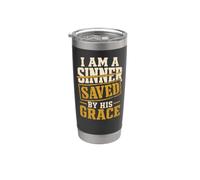 Christian I Am A Sinner Saved By His Grace Gift Stainless Steel Insulated Tumbler