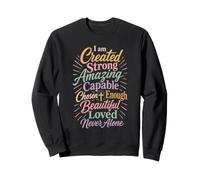 Christian I Am Created Strong Chosen Loved Word Cloud Sweatshirt