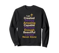 Christian I Am Created Strong Chosen Loved Word Cloud Sweatshirt