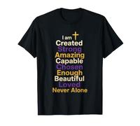 Christian I Am Created Strong Chosen Loved Word Cloud T-Shirt