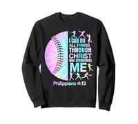 Christian I Can Do All Things Through Jesus Tie Dye Baseball Sweatshirt