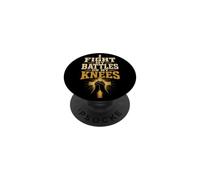 Christian I Fight My Battles On My Knees Prayer Gift PopSockets Adhesive PopGrip