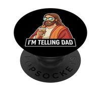 Christian I'M TELLING DAD Funny Jesus Coffee Meme PopSockets Adhesive PopGrip